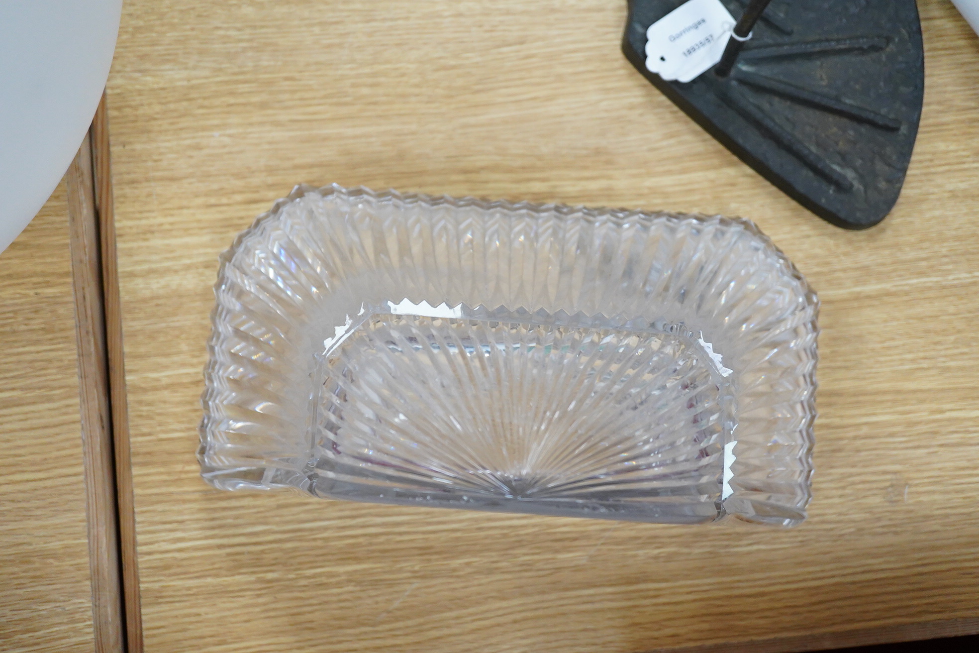 An Art Deco cut glass wall pocket, 33cm wide
